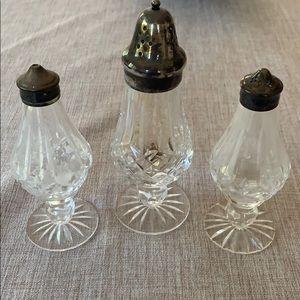 Vintage crystal set of 3 salt, pepper, sugar